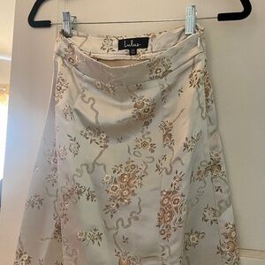 Lulu’s Champagne Floral Maxi Skirt